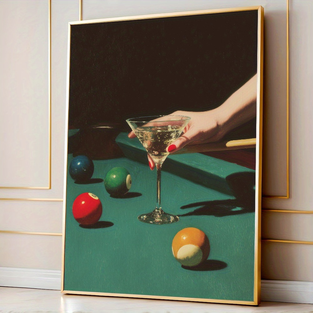 Office Furniture Used - 1pc Vintage Biljart Cocktail Poster, Frameloze