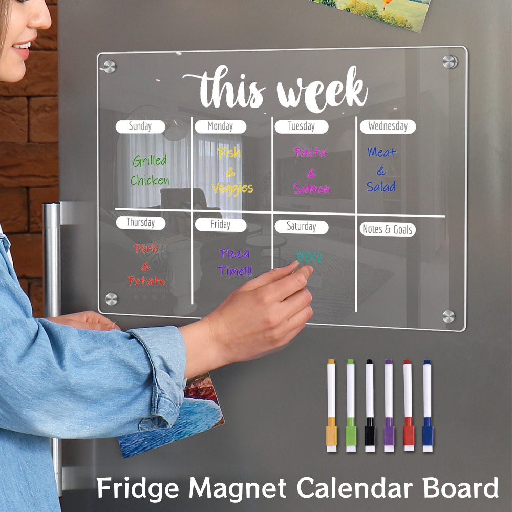 Magnetic Whiteboard Calendar - Koelkastmagneet Kalenderbord Weekplanner Herbruikbaar Droog uitwisbaar
