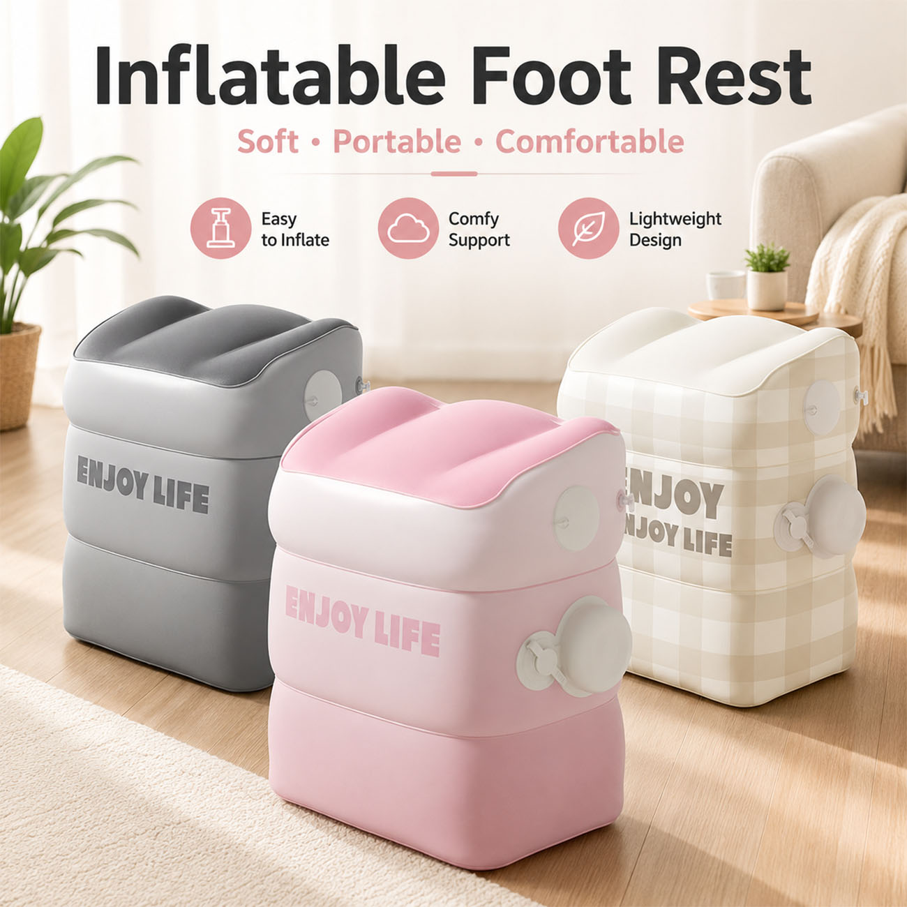 Office Footrest Cushion - 1 stuk opblaasbare voetensteun voor vliegreizen
