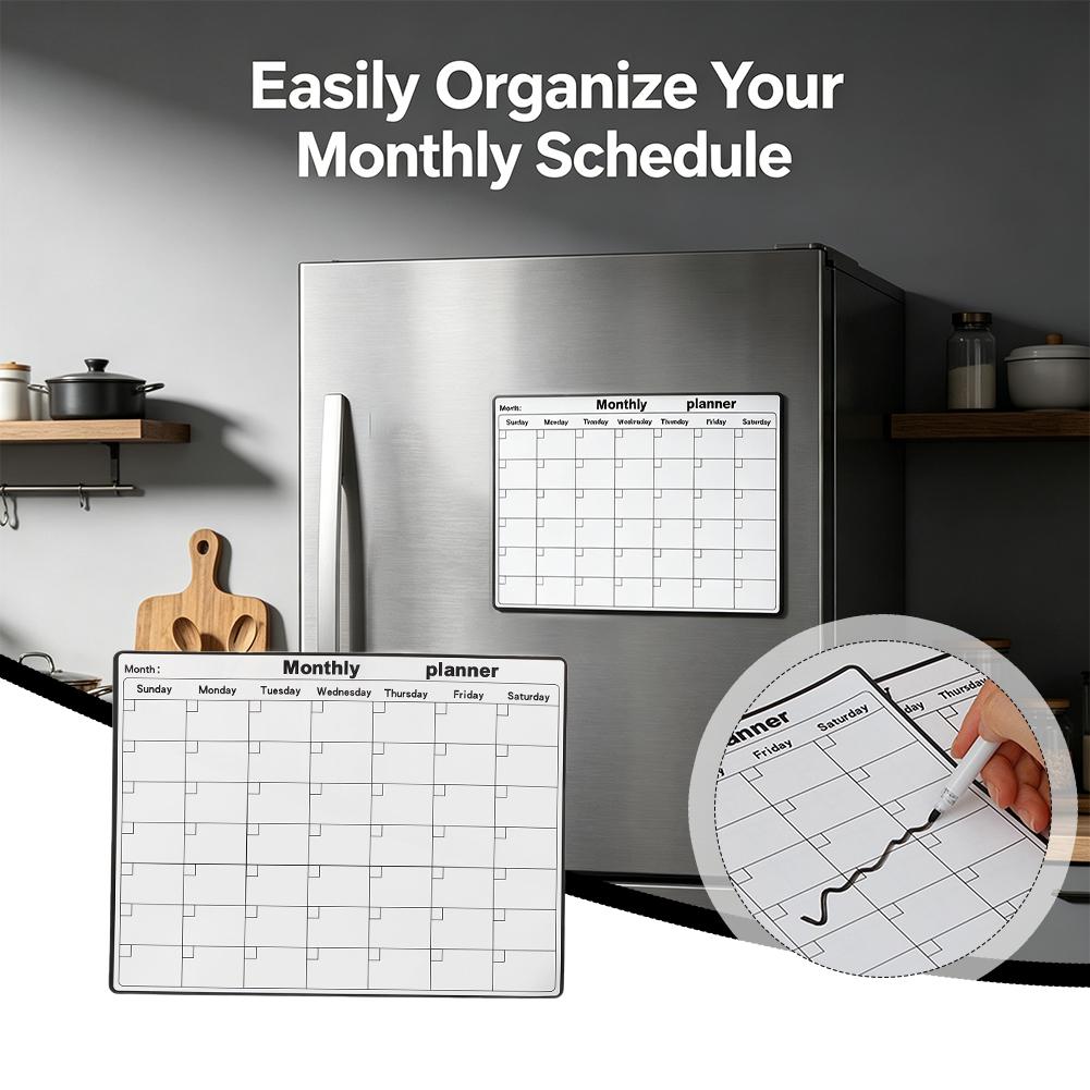 Magnetic Whiteboard Calendar - Magnetische koelkast Droog uitwisbare kalender Maandelijkse