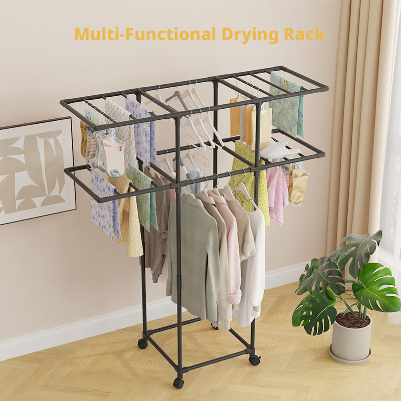 Coat Rack Standing - Kledingdroogrek met wielen, kledingrek voor hangende