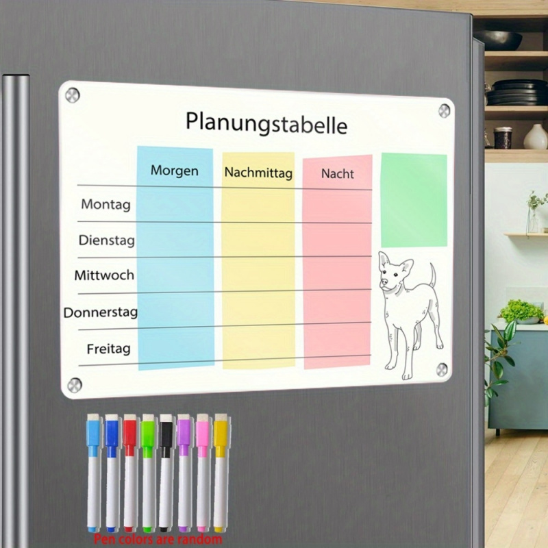Magnetic Whiteboard Calendar - A3 Duitse Magnetische Planner Koelkastkalender Set,