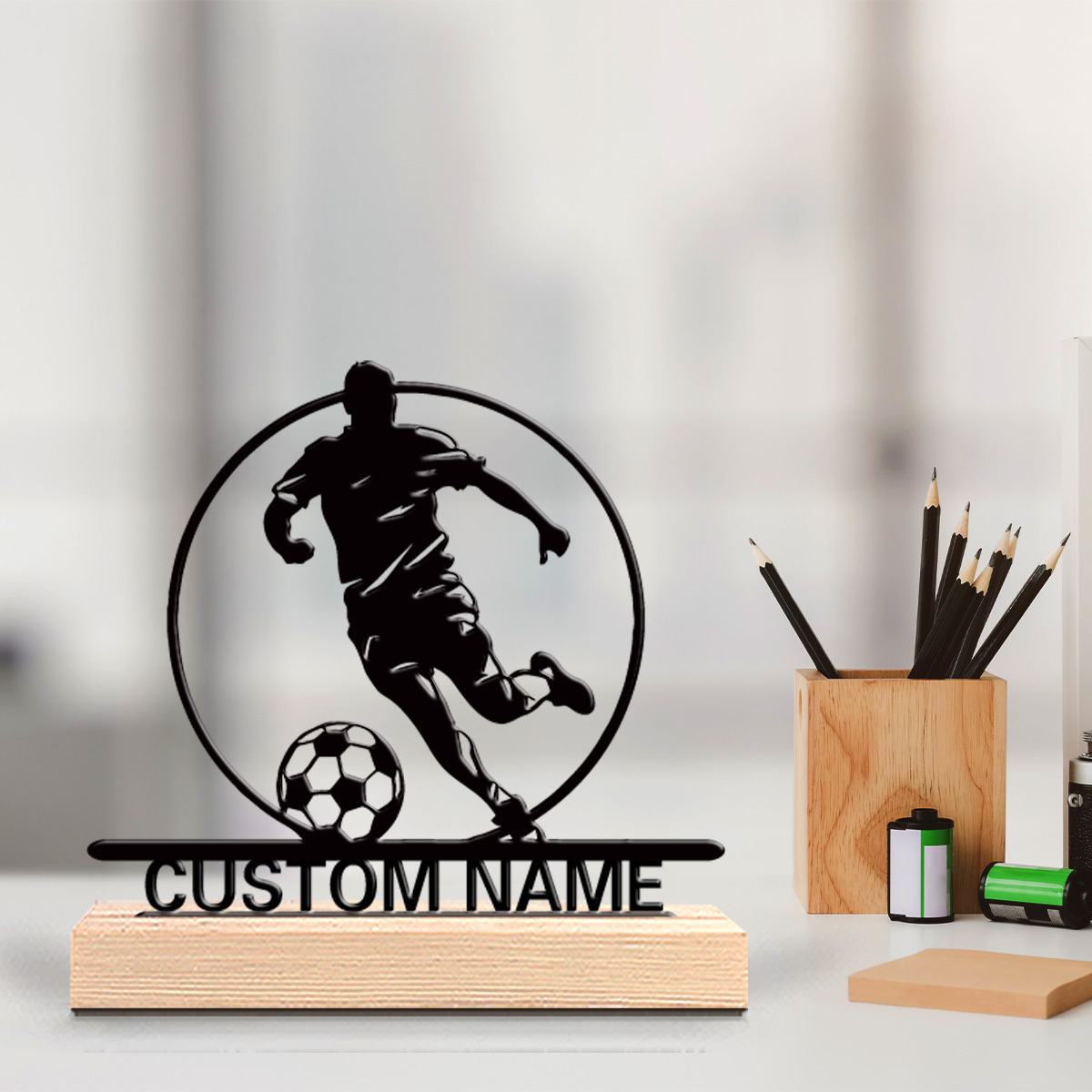 Office Furniture Used - Aangepaste voetbalspeler metalen beeldje met naam,