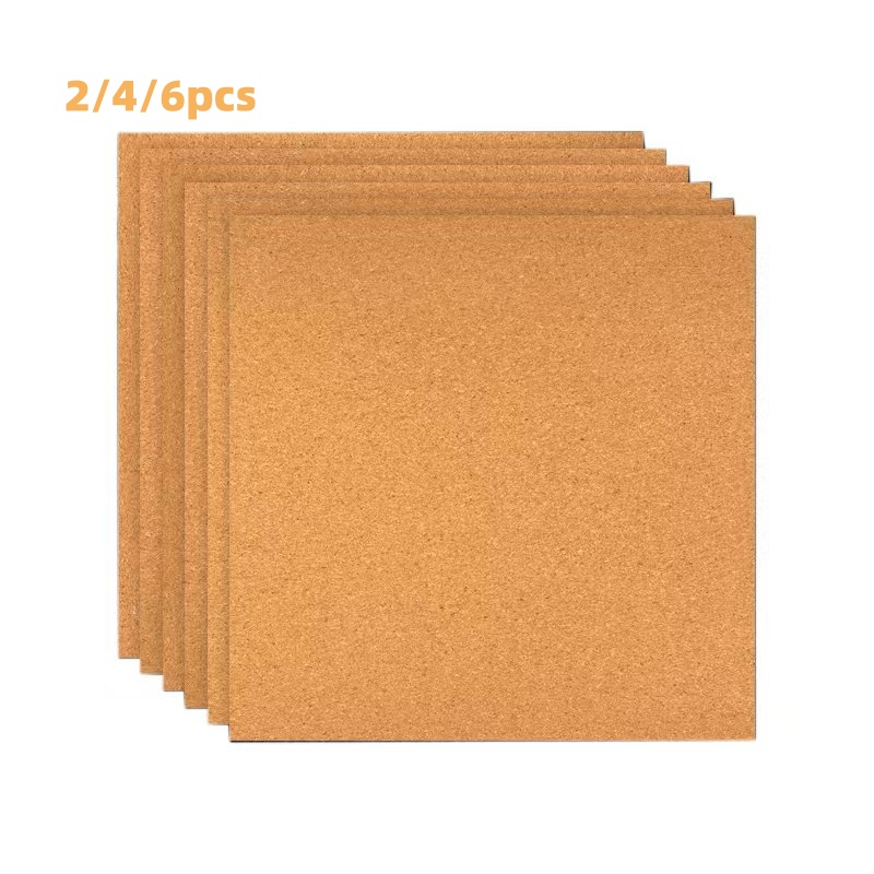 Bulletin Board Cork - 2/4/6 stuks vierkante kurkplaten met zelfklevende