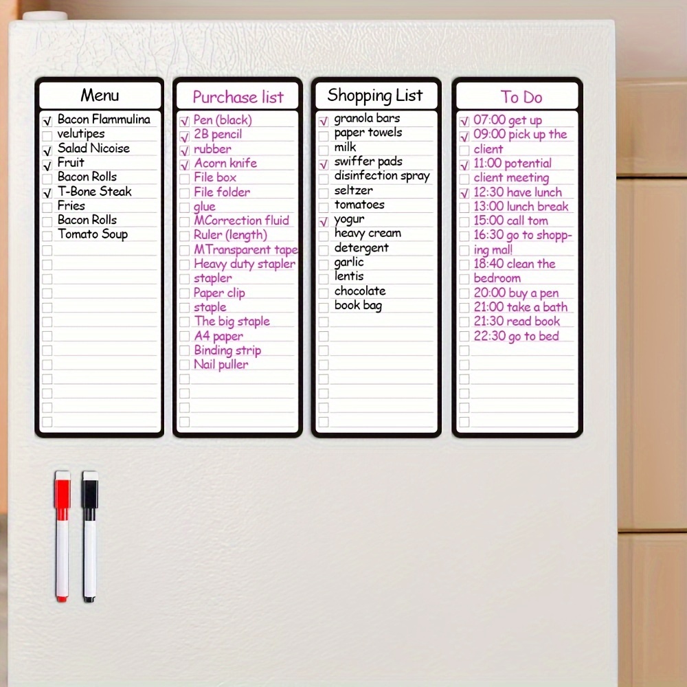 Magnetic Whiteboard Calendar - 4 stuks magnetisch droog uitwisbaar lijstbord