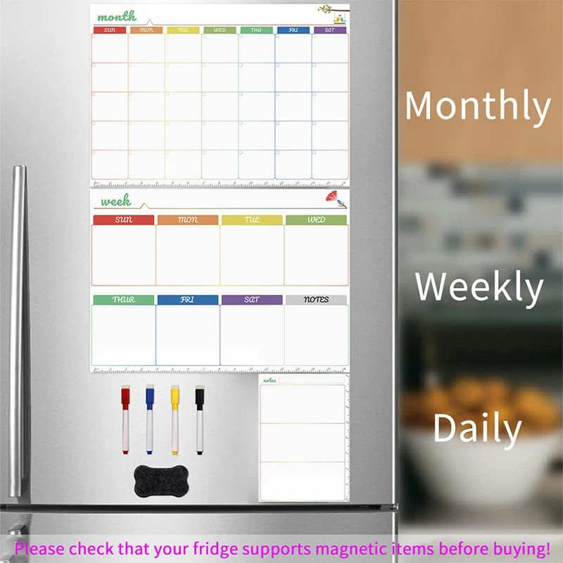 Magnetic Whiteboard Calendar - Dagelijkse Week Maand Plan Magnetische Kalender