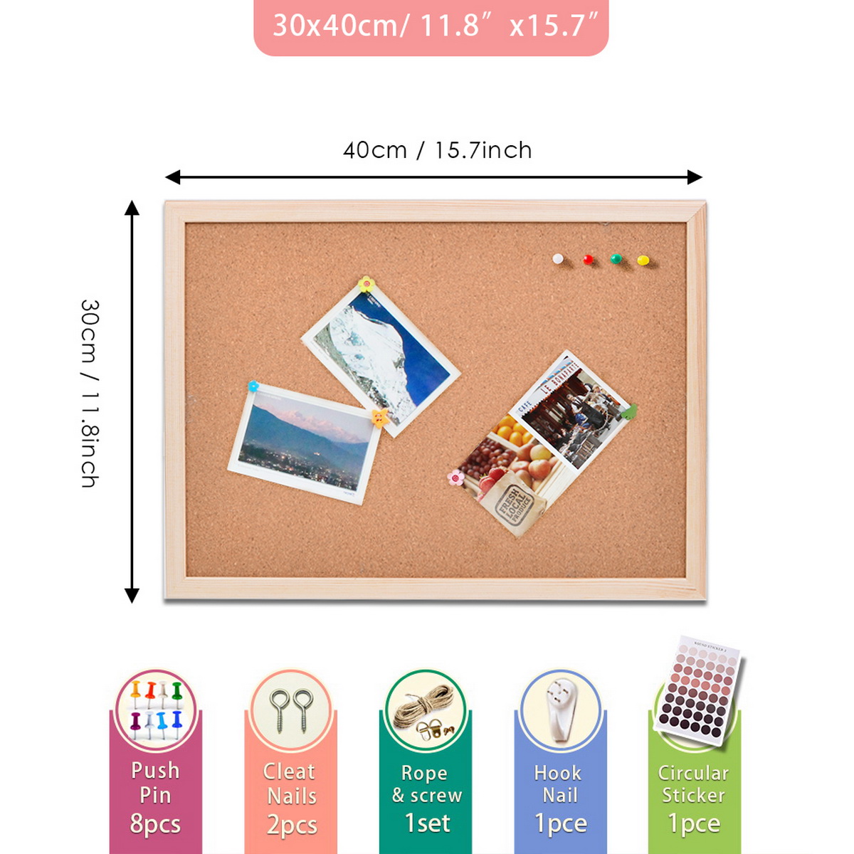 Vintage grenenhouten frame kur - Bulletin Board Cork recensie en prijs