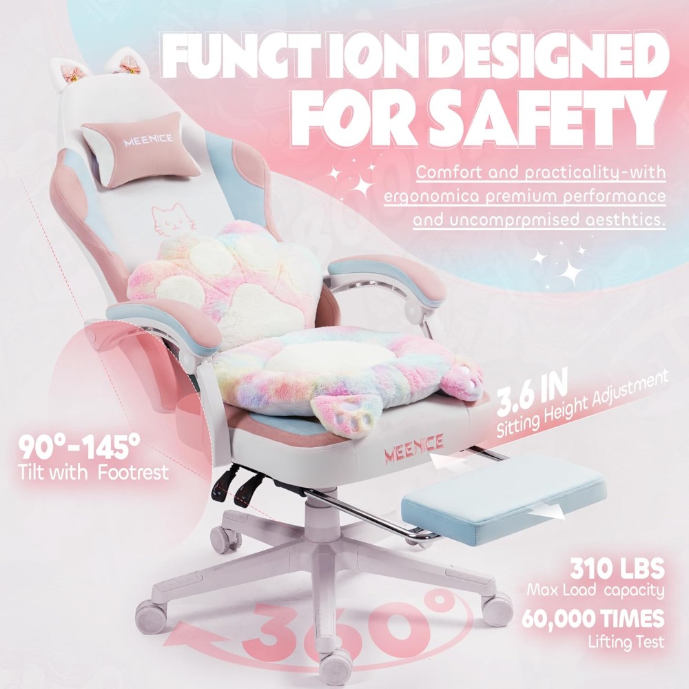 Gamingstoel Leuk met kattenore - Office Furniture Ergonomic recensie en prijs